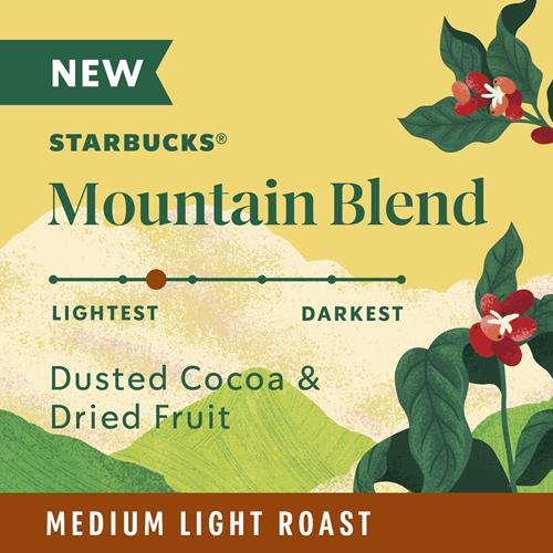 Starbucks K-Cup Coffee Pods, Medium Light Roast Coffee, Mountain Blend For Keurig Coffee Makers, 100% Arabica, Limited Edition, 1 Box (10 Pods) - BACKUPMYFILESNOW.COM®