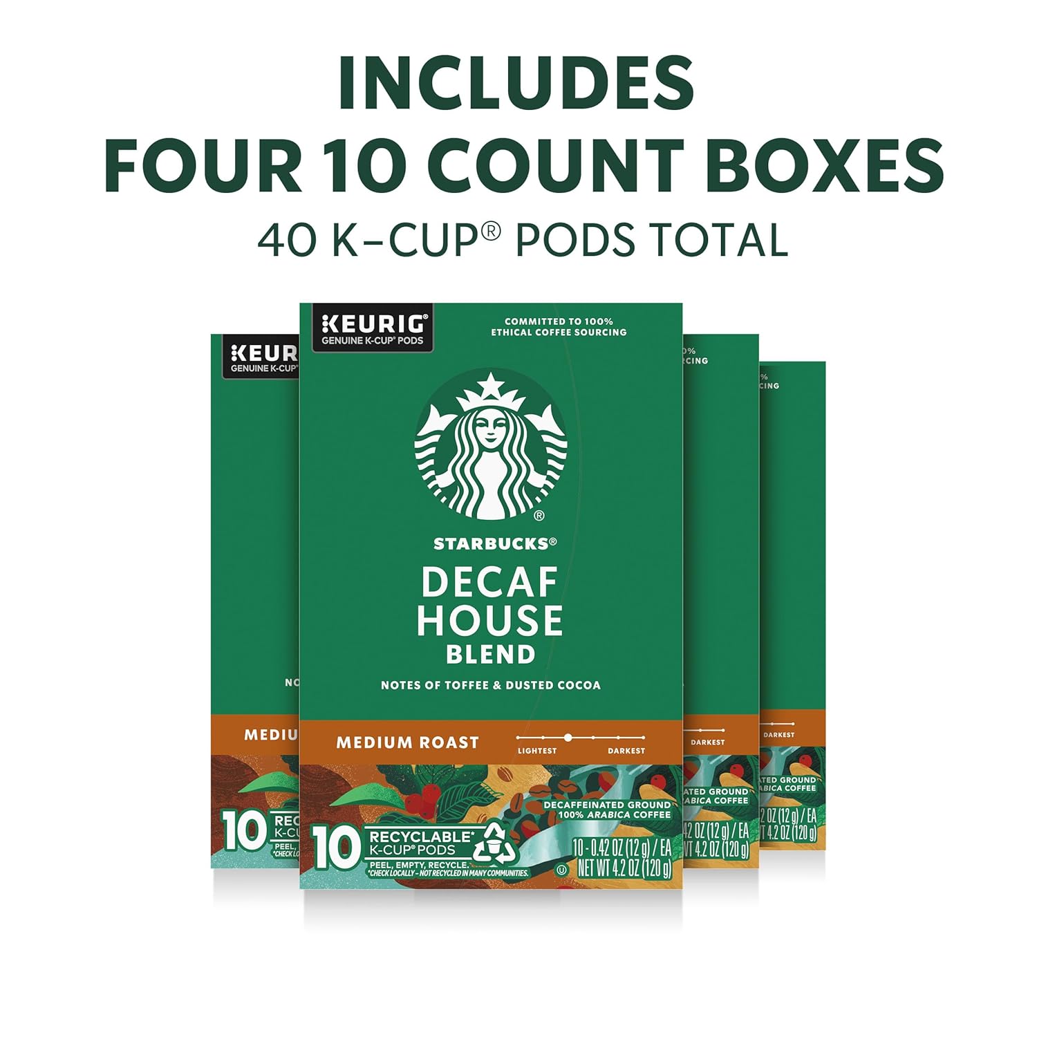 Starbucks K - Cup Coffee Pods, Medium Roast Hot or Iced Coffee, Decaf House Blend, 40 Keurig Pods - BACKUPMYFILESNOW