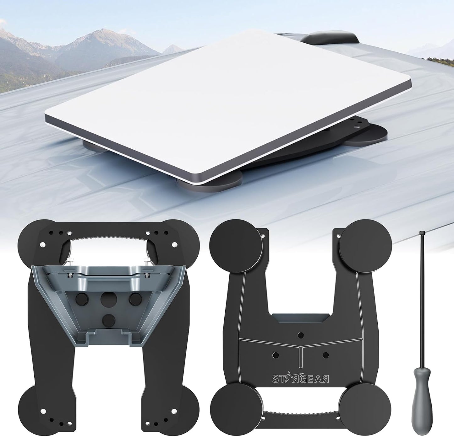 Starlink Mini Mount by STARGEAR with adjustable design, magnetic base, heavy-duty magnet, lockable feature, for RV, car, boat, truck aluminum alloy