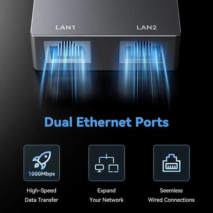 Starlink Gen 2 Dual-Port Ethernet Adapter | 2-in-1 RJ45 Splitter - BACKUPMYFILESNOW.COM®