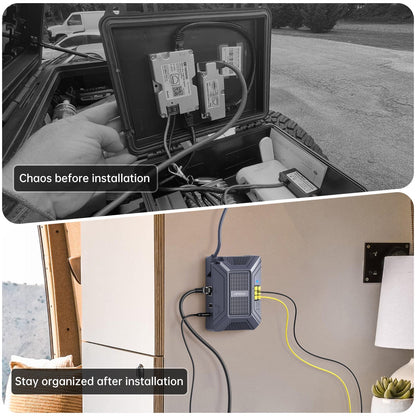 Starlink Gen 2 POE Injector by Tesery Official Store, 5-in-1 DC power converter with ports and cables.