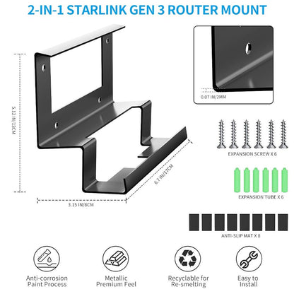 Starlink Gen 3 Router Mount | All-in-One Metal Wall Mount Kit - BACKUPMYFILESNOW.COM®
