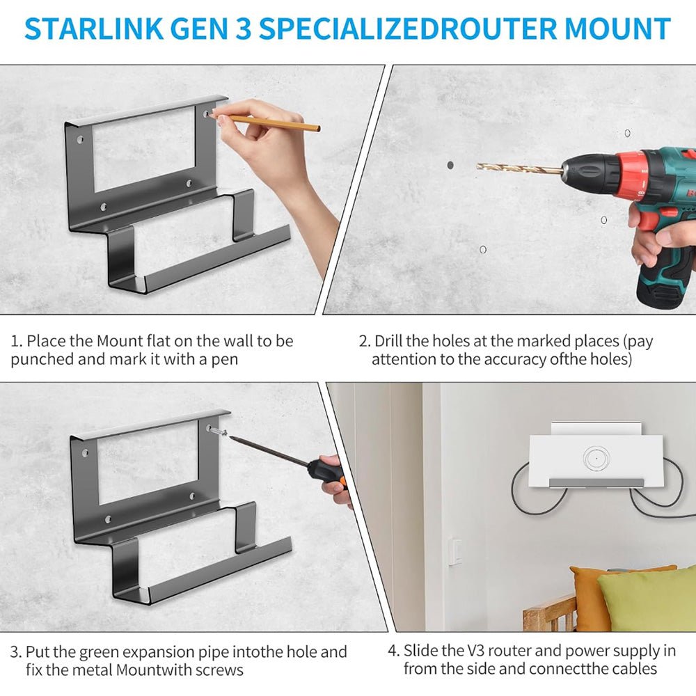 Starlink Gen 3 Router Mount | All-in-One Metal Wall Mount Kit - BACKUPMYFILESNOW.COM®