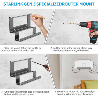 Starlink Gen 3 Router Mount | All-in-One Metal Wall Mount Kit - BACKUPMYFILESNOW.COM®