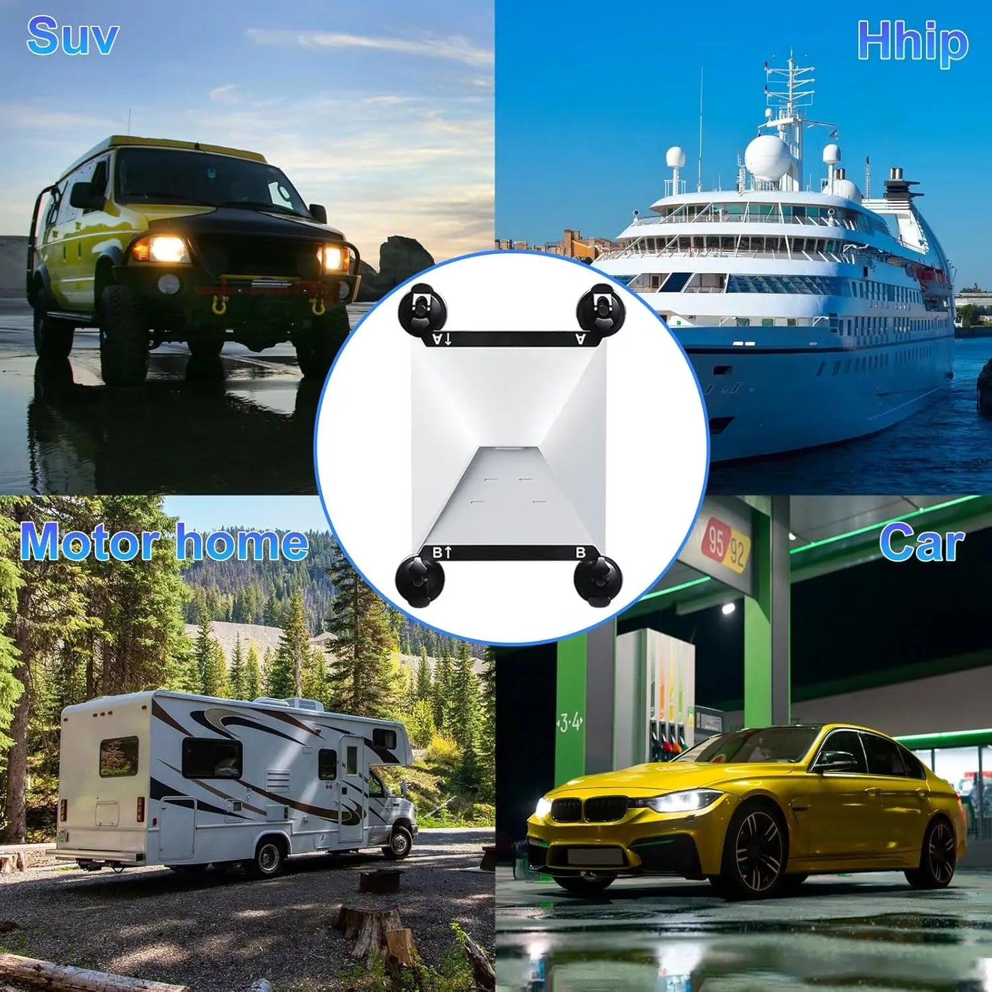 Starlink Mini Suction Cup Mount, 4-Carrier Car Window/Roof Mount Bracket for Starlink Mini Satellite Dish - BACKUPMYFILESNOW.COM®