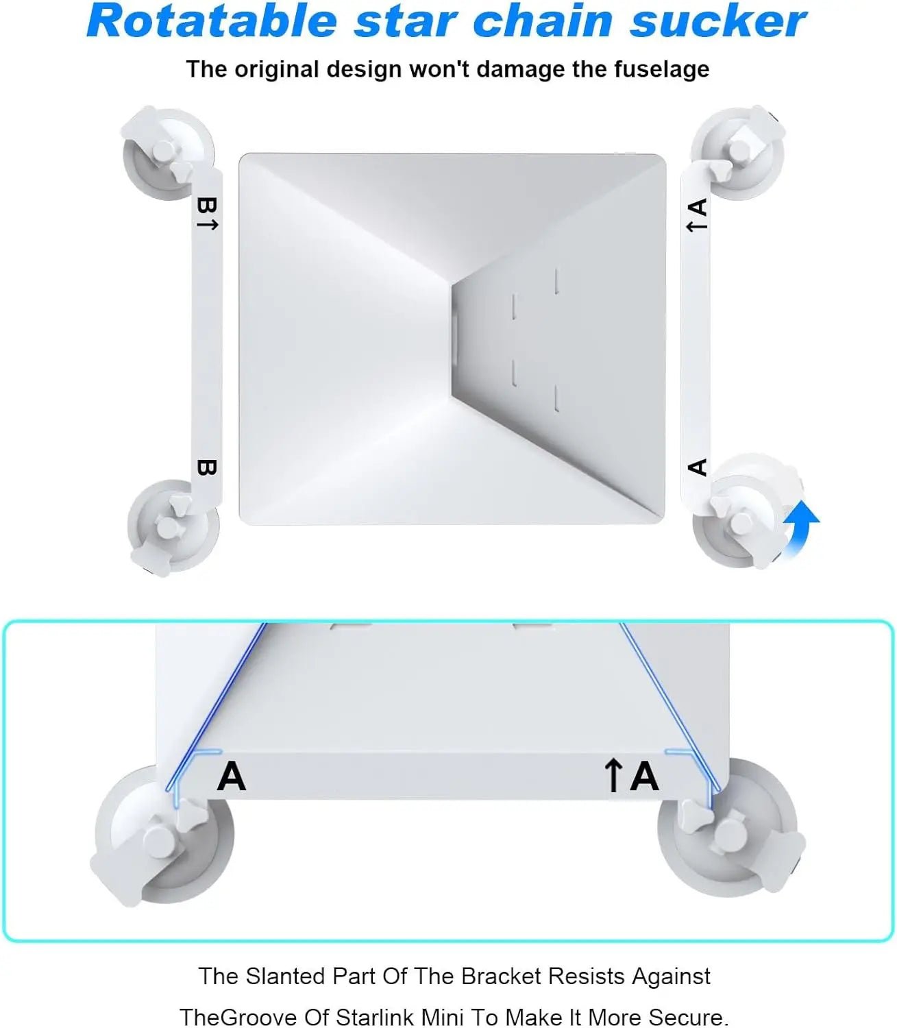 Starlink Mini Suction Cup Mount, 4-Carrier Car Window/Roof Mount Bracket for Starlink Mini Satellite Dish - BACKUPMYFILESNOW.COM®