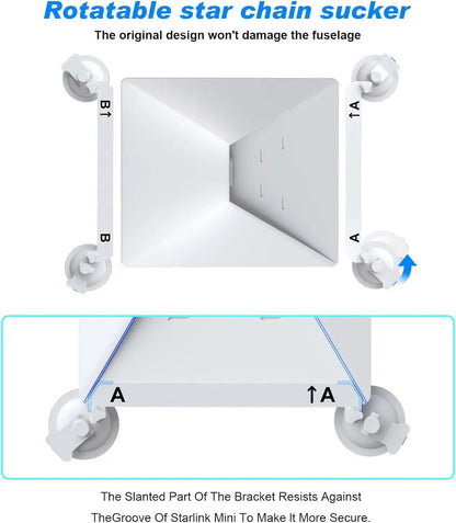Starlink Mini Suction Cup Mount, 4-Carrier Car Window/Roof Mount Bracket for Starlink Mini Satellite Dish - BACKUPMYFILESNOW.COM®
