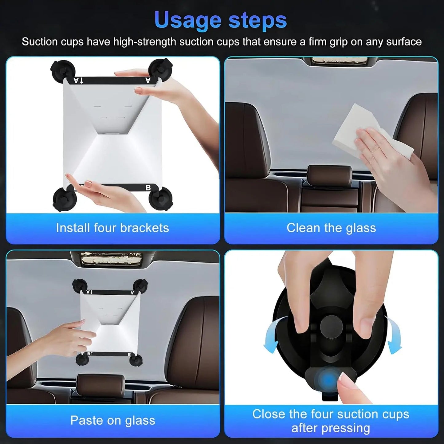 Starlink Mini Suction Cup Mount, 4-Carrier Car Window/Roof Mount Bracket for Starlink Mini Satellite Dish - BACKUPMYFILESNOW.COM®
