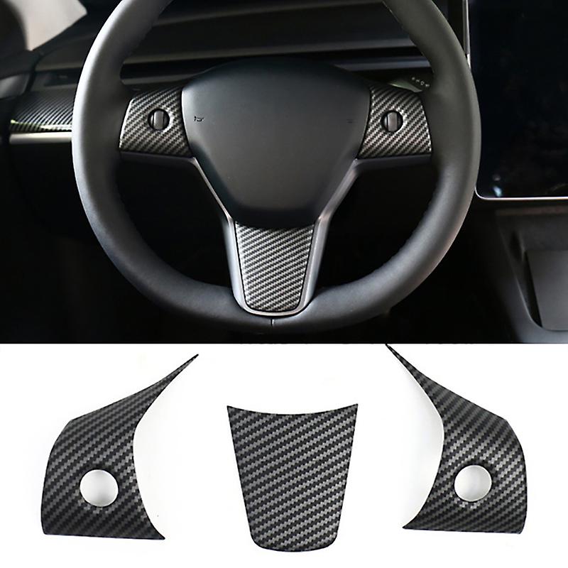 Tesla Model 3 and Y steering wheel cover patch, black leather steering wheel cover for Tesla 2017-2025, Tesery Official.
