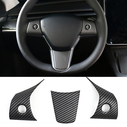 Tesla Model 3 and Y steering wheel cover patch, black leather steering wheel cover for Tesla 2017-2025, Tesery Official.