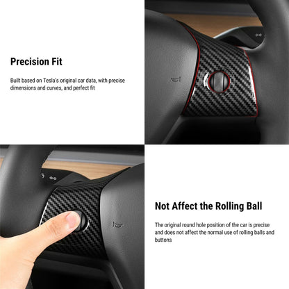 Tesla Model 3 and Y steering wheel cover patch, black leather steering wheel cover for 2017-2025 Tesla vehicles.