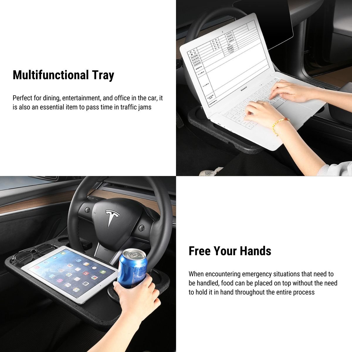 Tesla Model 3/Y/S/X steering wheel desk patch, compatible with 2017-2024 models, installed on the steering wheel.