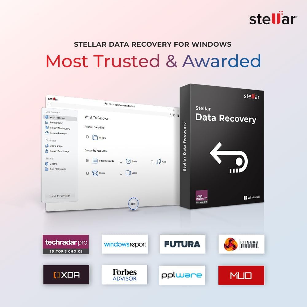 Stellar Data Recovery for Windows Software | Bringing Lost Data Back to Life | 1 PC 1 Year Subscription | Keycard Delivery - BACKUPMYFILESNOW