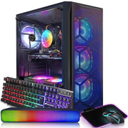 STGAubron Gaming PC Desktop Computer Intel Core I7 up to 3.9 GHz Radeon RX 580 8G 16G RAM 512G SSD WiFi Bluetooth 5.0 RGB Fan x6 RGB BT Sound Bar Windows 10 Home - BACKUPMYFILESNOW