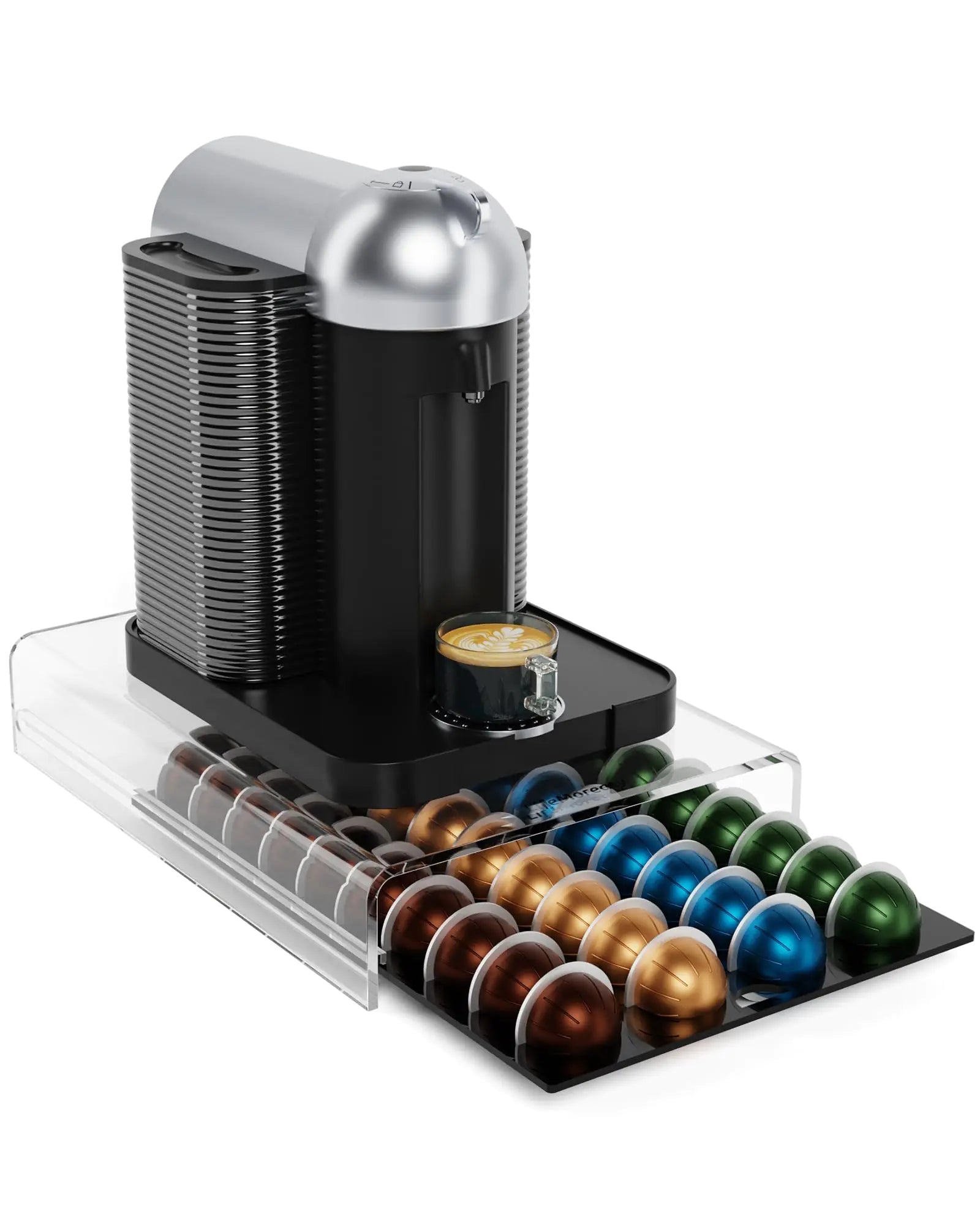 Storage Drawer for Nespresso Vertuo Coffee Pod Holder for Counter Acrylic Coffee Capsule Organizer - 40 Pods - BACKUPMYFILESNOW