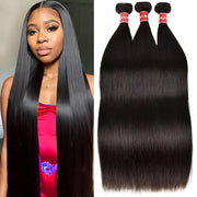 Straight 3 Bundles Human Hair Weave Bundles Long Straight Human Hair Bundles 10A Grade 100% Unprocessed Human Hair Bundles Brazilian Bundles Human Hair Natural Black Color 24 26 28 Inch - BACKUPMYFILESNOW
