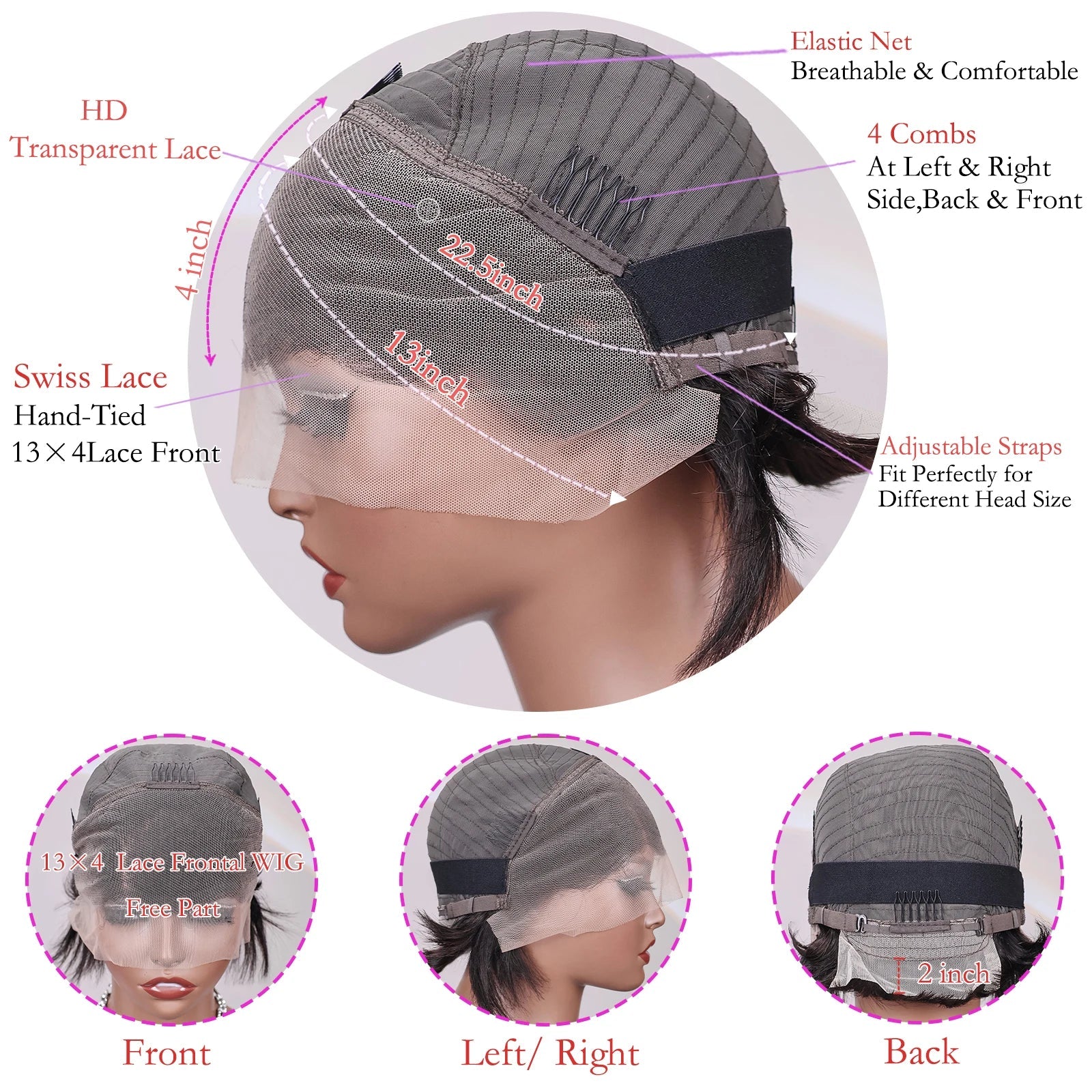 Straight Pixie Cut Wig Short Bob Wigs 13x4 Lace Front Wigs Human Hair Pre Plucked Pixie Cut Wig Brazilian Human Hair 100% - BACKUPMYFILESNOW