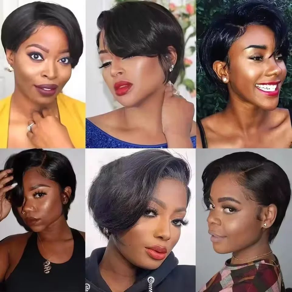 Straight Pixie Cut Wig Short Bob Wigs 13x4 Lace Front Wigs Human Hair Pre Plucked Pixie Cut Wig Brazilian Human Hair 100% - BACKUPMYFILESNOW