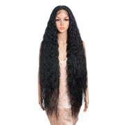 Style Icon 41" Lace Front Wigs Long Wavy Synthetic Wigs with Baby Hair Half Hand Tied 130% Density Wigs (41" 1 JET BLACK) - BACKUPMYFILESNOW