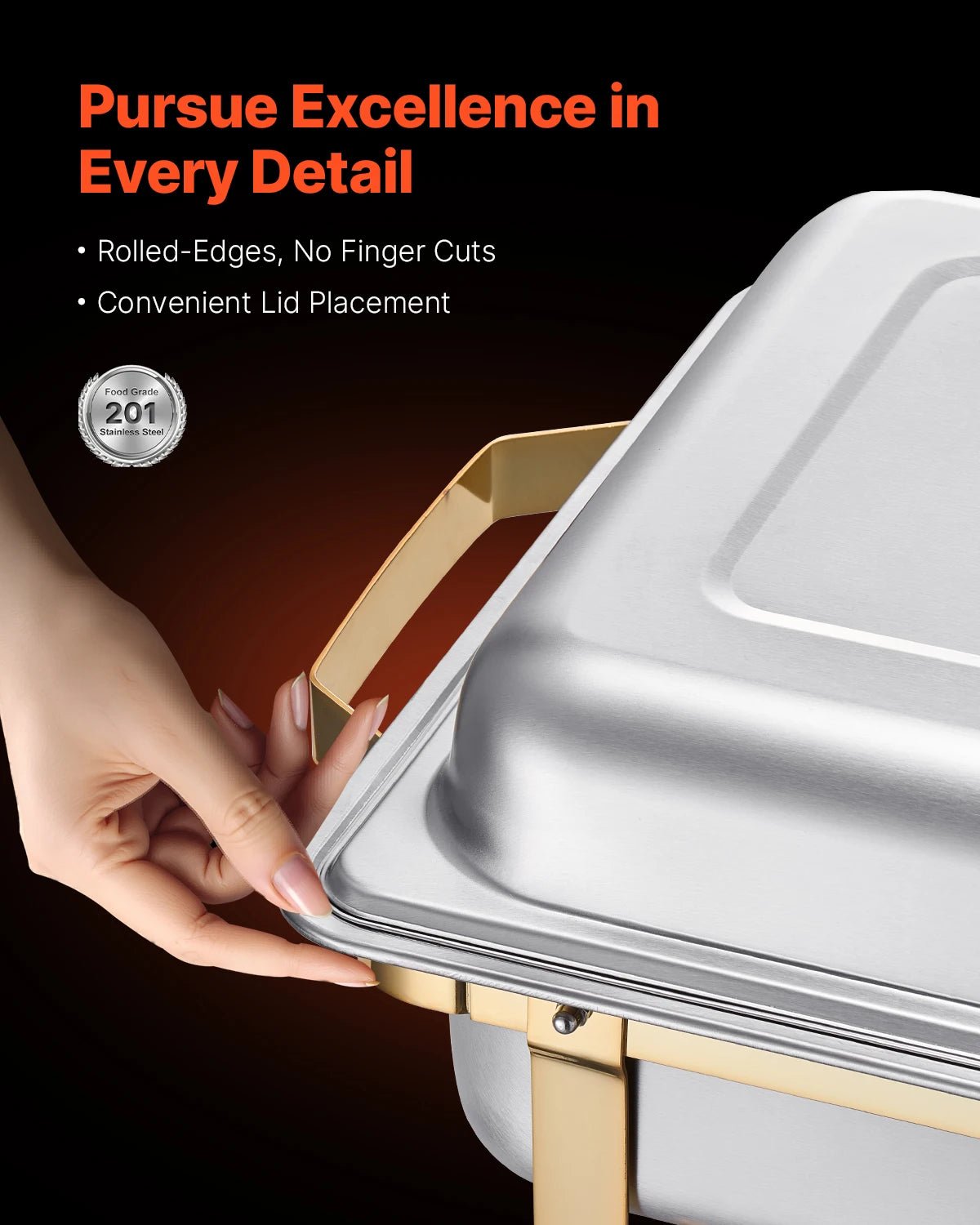 SucceBuy 8 Qt 4 Pack Chafing Dish Buffet Set Stainless Steel Chafer with 2 Full Size and 4 Half Size Pans Catering Warmer Server - BACKUPMYFILESNOW