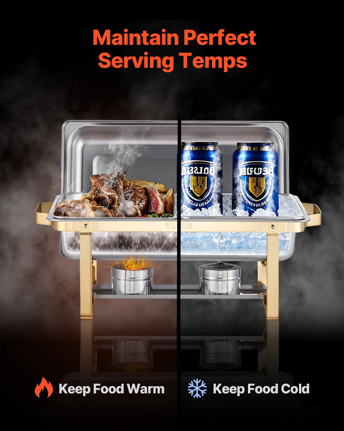 SucceBuy 8 Qt 4 Pack Chafing Dish Buffet Set Stainless Steel Chafer with 2 Full Size and 4 Half Size Pans Catering Warmer Server - BACKUPMYFILESNOW