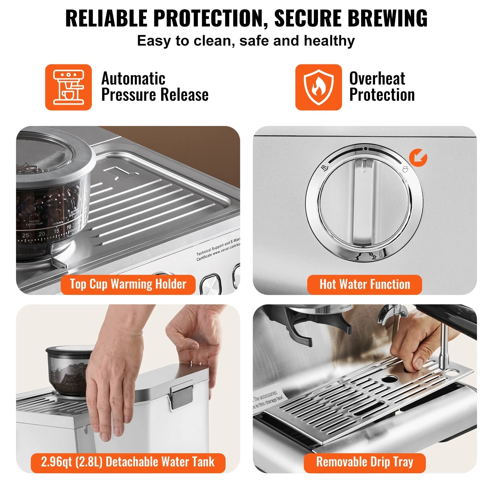 SucceBuy Espresso Machine with Grinder 15 Bar Semi - Automatic Espresso Coffee Maker with Milk Frother Steam Wand - BACKUPMYFILESNOW