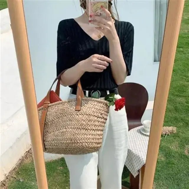 Summer Loose Fit Chicken Heart Collar Ice Silk T-Shirt - BACKUPMYFILESNOW