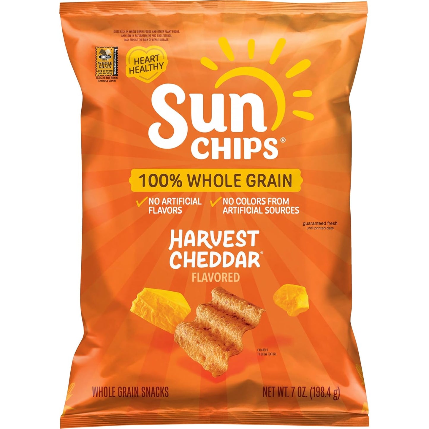 Sunchips Original Multigrain Snacks in 1.5-ounce packs, featuring a colorful bag of crunchy multigrain chip snacks from Sunchips.