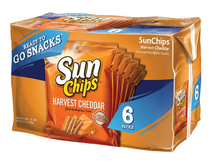 Pack of SunChips Original Multigrain Snacks, 1.5 oz, featuring colorful multigrain chips in a clear snack bag.