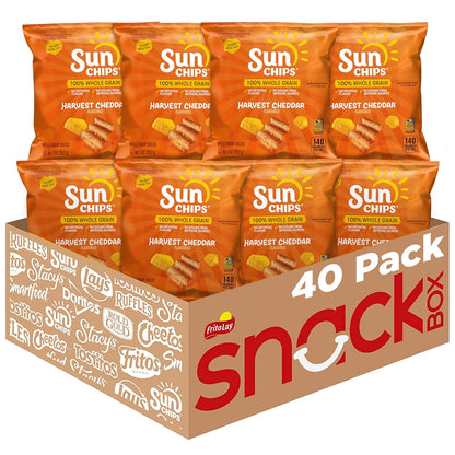 Bag of SunChips Original Multigrain Snacks in 1.5-ounce pack, showing colorful multigrain chips inside.