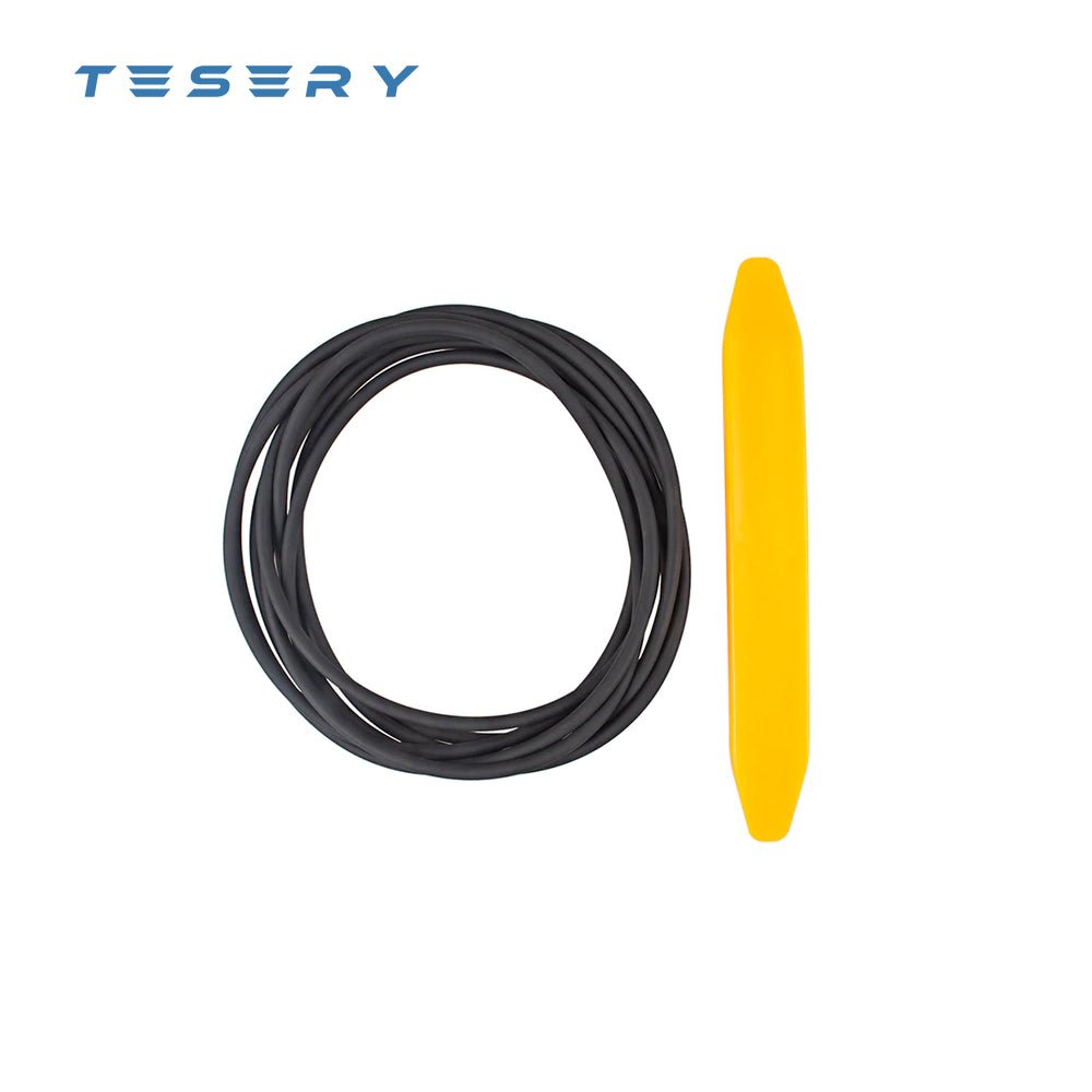 Tesla Model 3 sunroof rubber seal wind noise reduction kit by Tesery, protective snap-in cover for 2017-2024 models.