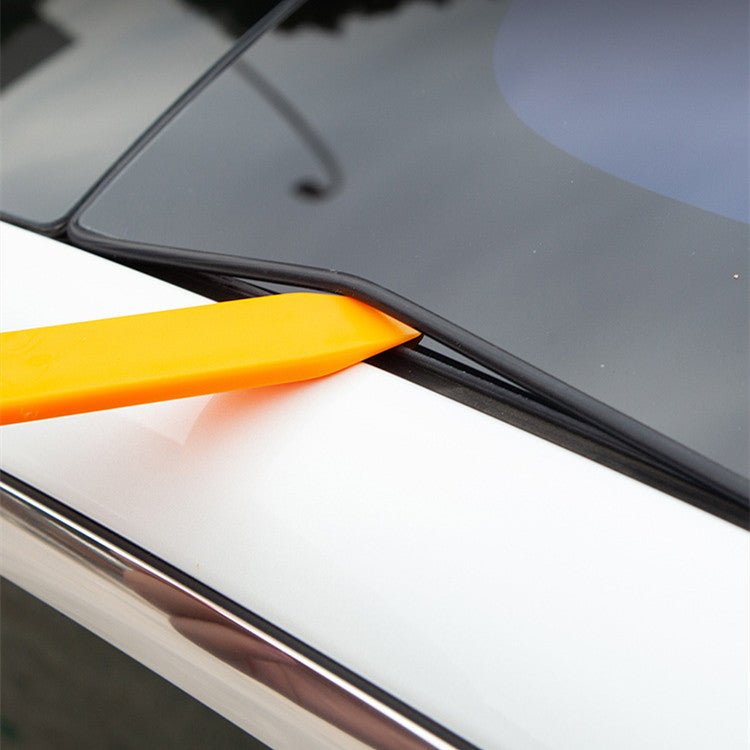 Tesla Model 3 sunroof rubber seal wind noise reduction kit, easy snap-in protective cover for improved sound insulation.