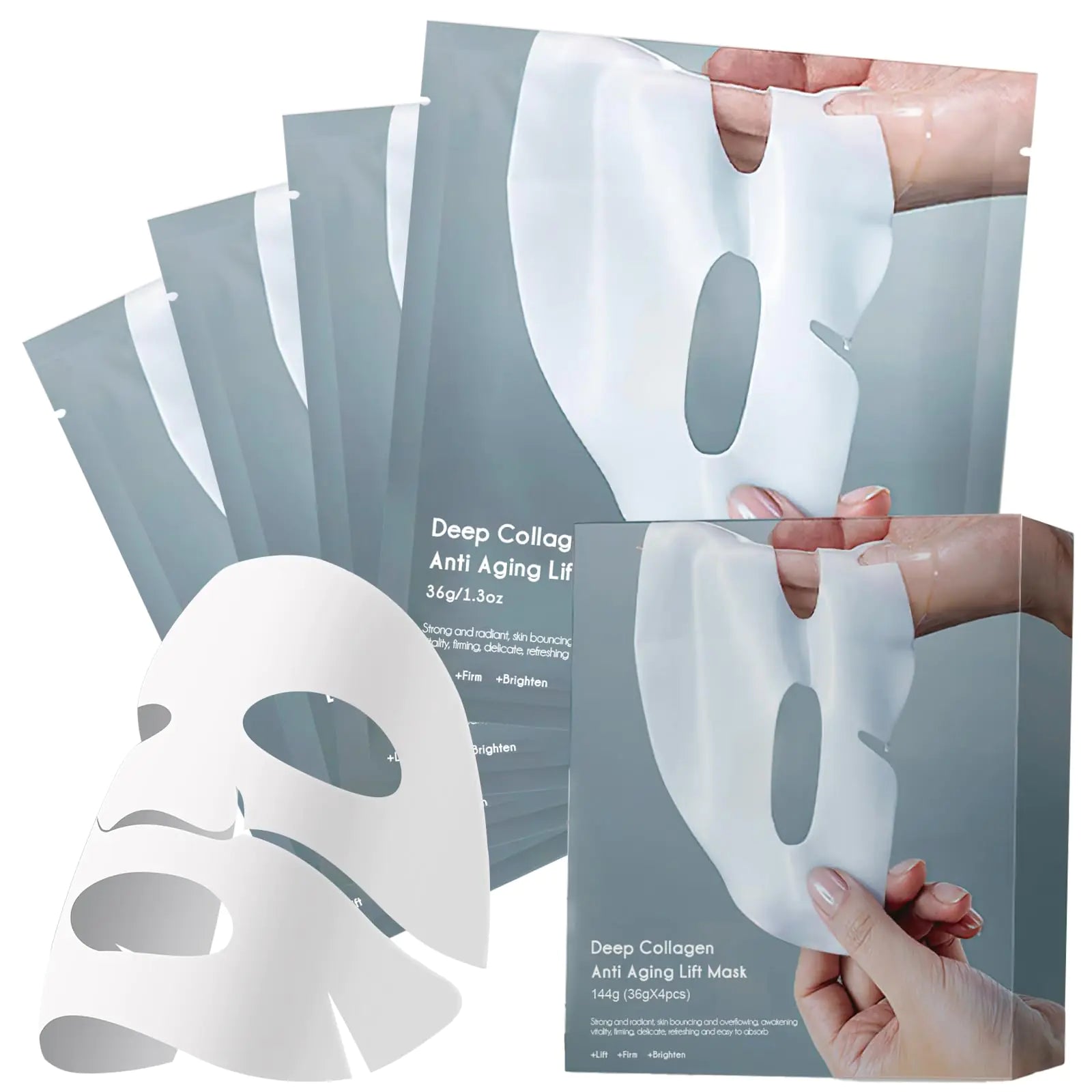 SOYUB Collagen Face Mask - Hydrating Overnight Collagen Face Mask Deep Collagen Anti Wrinkle Lifting Mask - Pure Collagen Films for Improve Elasticity Firming And Moisturizing (4 pcs/1 Box)