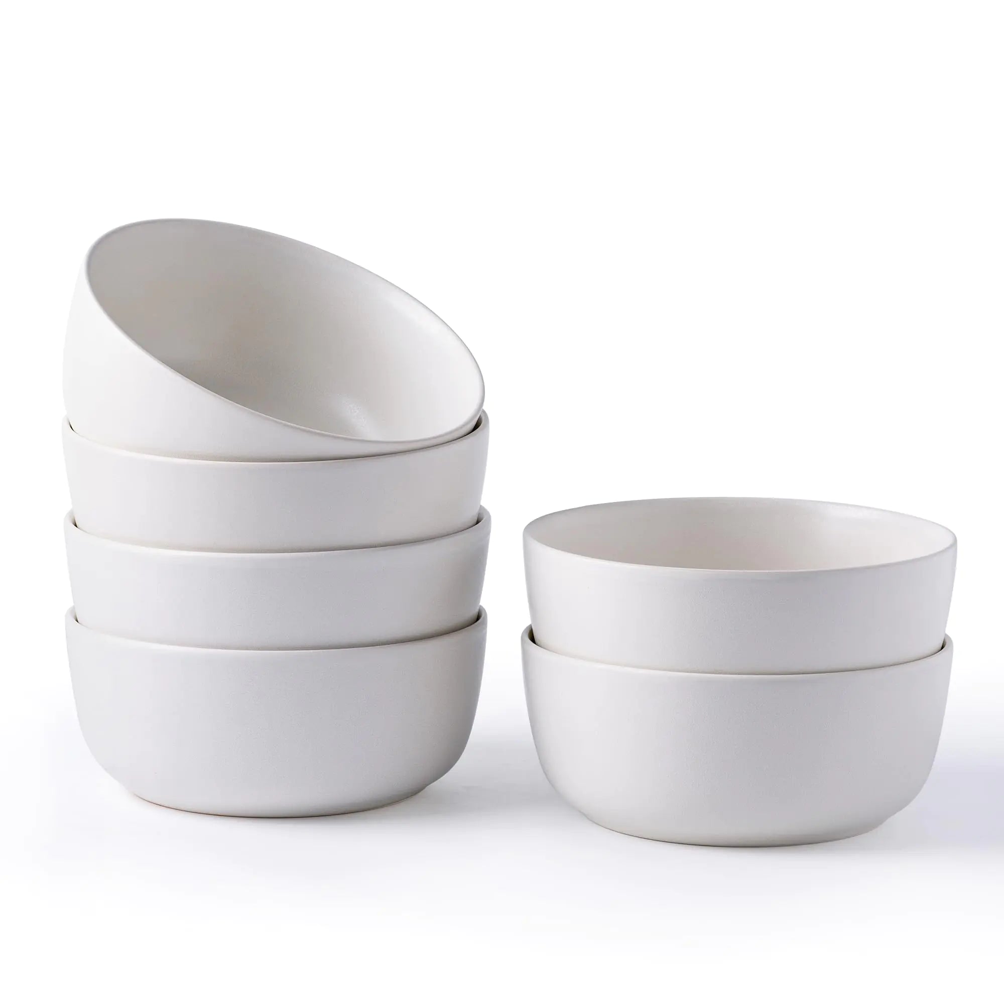 AmorArc Stoneware Cereal Bowls Set of 6 26oz Soup Bowls Set for Cereal Soup Snacks Modern Kitchen bowls for Meal Dishwasher &Microwave Safe Matte White