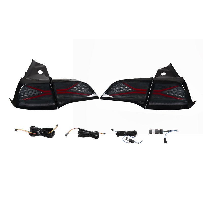 Tesla Model 3/Y TESERY X-treme tail light assembly with red and clear lens for 2021-2023 vehicles.