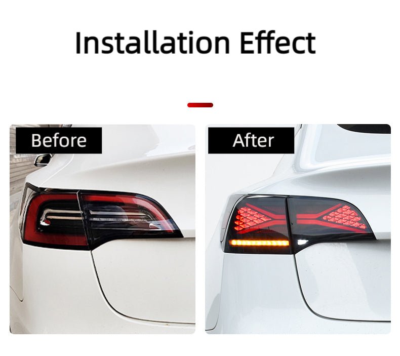 Tesla Model 3/Y TESERY X-treme tail light assembly with red and clear lens for 2021-2023 vehicles.