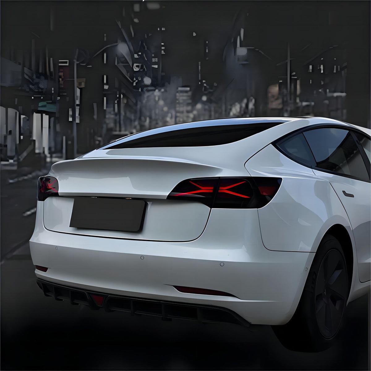 Tesla Model 3 and Y TESERY X-treme tail light assembly showing red and clear lens with mounting brackets.