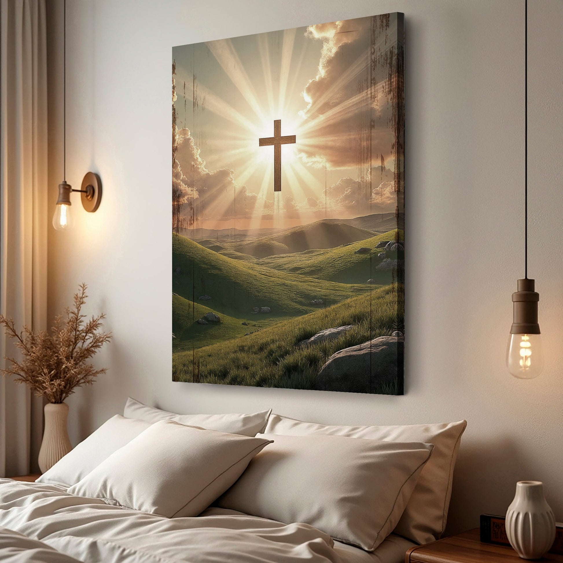 Canvas wall sign featuring "Amazing Grace" text, designed by Tailored Canvases, with elegant lettering on a neutral background.