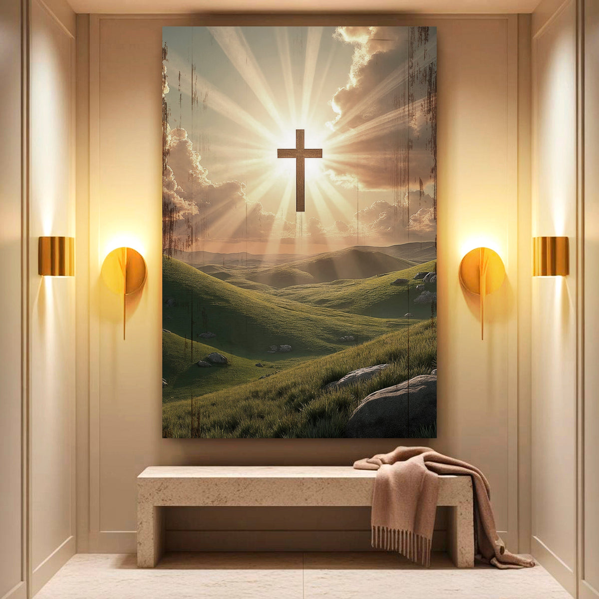 Canvas wall sign with "Amazing Grace" printed in elegant script, created by Tailored Canvases.