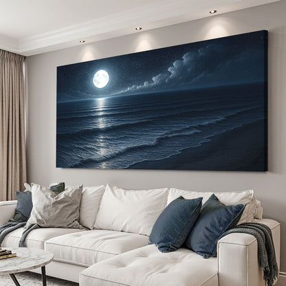 Canvas wall art of a beach shoreline scene by Tailored Canvases, featuring coastal landscape and waves on a textured canvas.