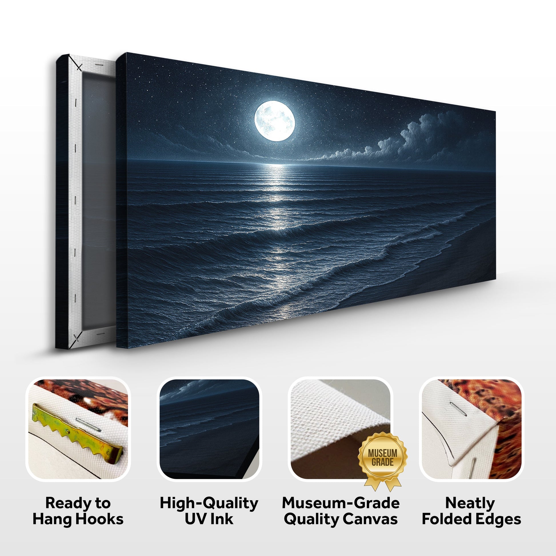 Canvas wall art featuring a beach shoreline coastal scene by Tailored Canvases, ideal for beach-themed home decor.