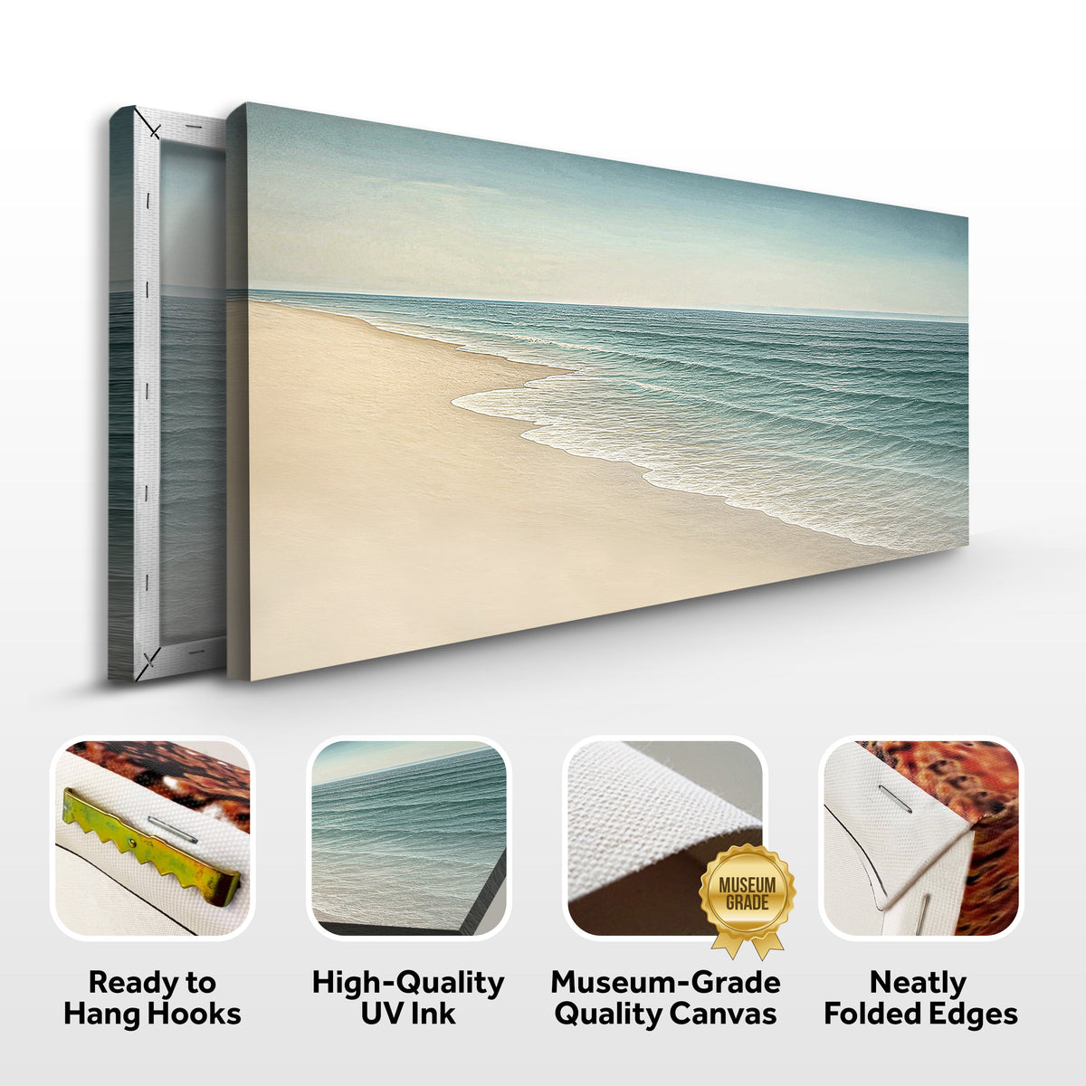 Beach Shoreline Coastal Wall Art Canvas by Tailored Canvases featuring a scenic shoreline scene in soft, calming colors.