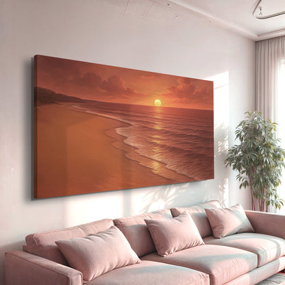 Canvas wall art featuring a seaside shoreline scene, designed by Tailored Canvases for coastal home decor.