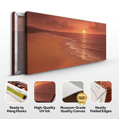 Canvas wall art featuring a serene shoreline coastal scene, designed by Tailored Canvases for beach-inspired home decor.