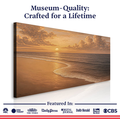 Beach Shoreline Coastal Wall Art Canvas by Tailored Canvases, featuring a serene shoreline scene with waves and sandy beach, ready to hang.