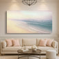 Coastal wall art canvas featuring beach scene with sandy shore and ocean waves, by Tailored Canvases.