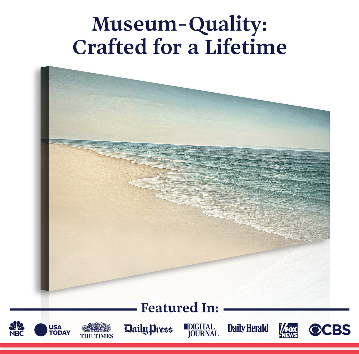 Coastal wall art canvas featuring beach and ocean scene, by Tailored Canvases, perfect for beach-inspired decor.