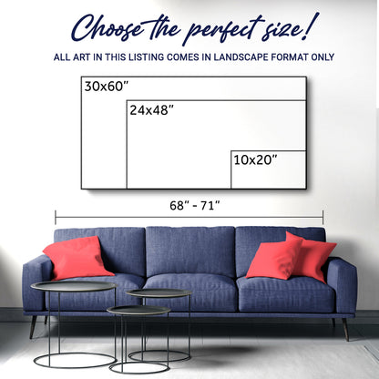 Coastal wall art canvas featuring a beachside scene with waves and shoreline, by Tailored Canvases.
