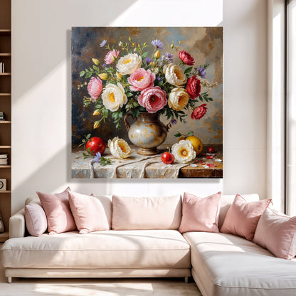 Colorful Summer Bloom Vase Wall Art canvas print by Tailored Canvases, featuring vibrant floral design for home decor.