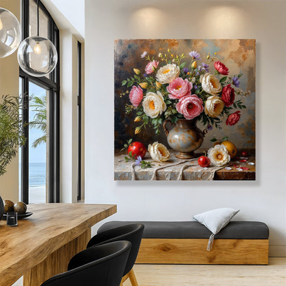 Summer Bloom Vase Wall Art on canvas by Tailored Canvases, featuring vibrant floral design suitable for home decor.